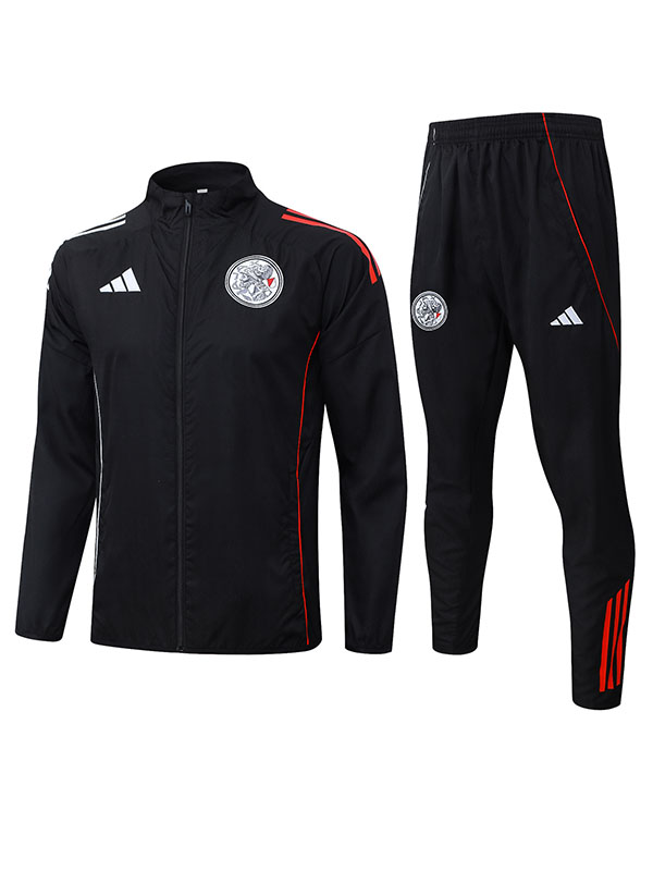 Ajax windbreaker jacket mens all black training tracksuit 2025-2026